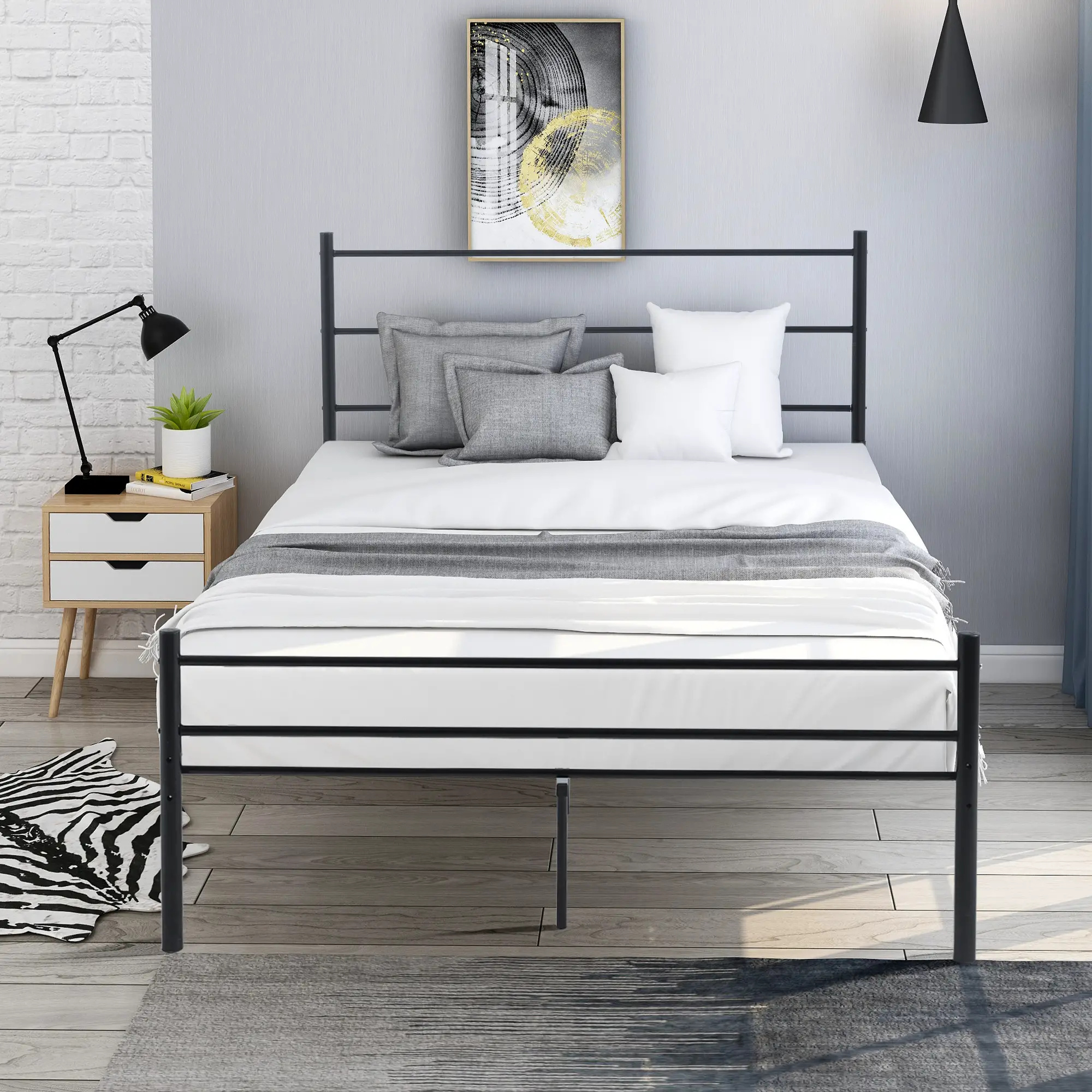 12"  Full Size Metal Bed Frame, Heavy Duty Bed Frame with 10 Legs ...