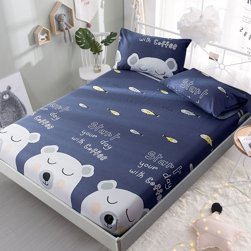 3 Size Bed Fitted Sheet Elastic Sheets Single Twin Full ...
