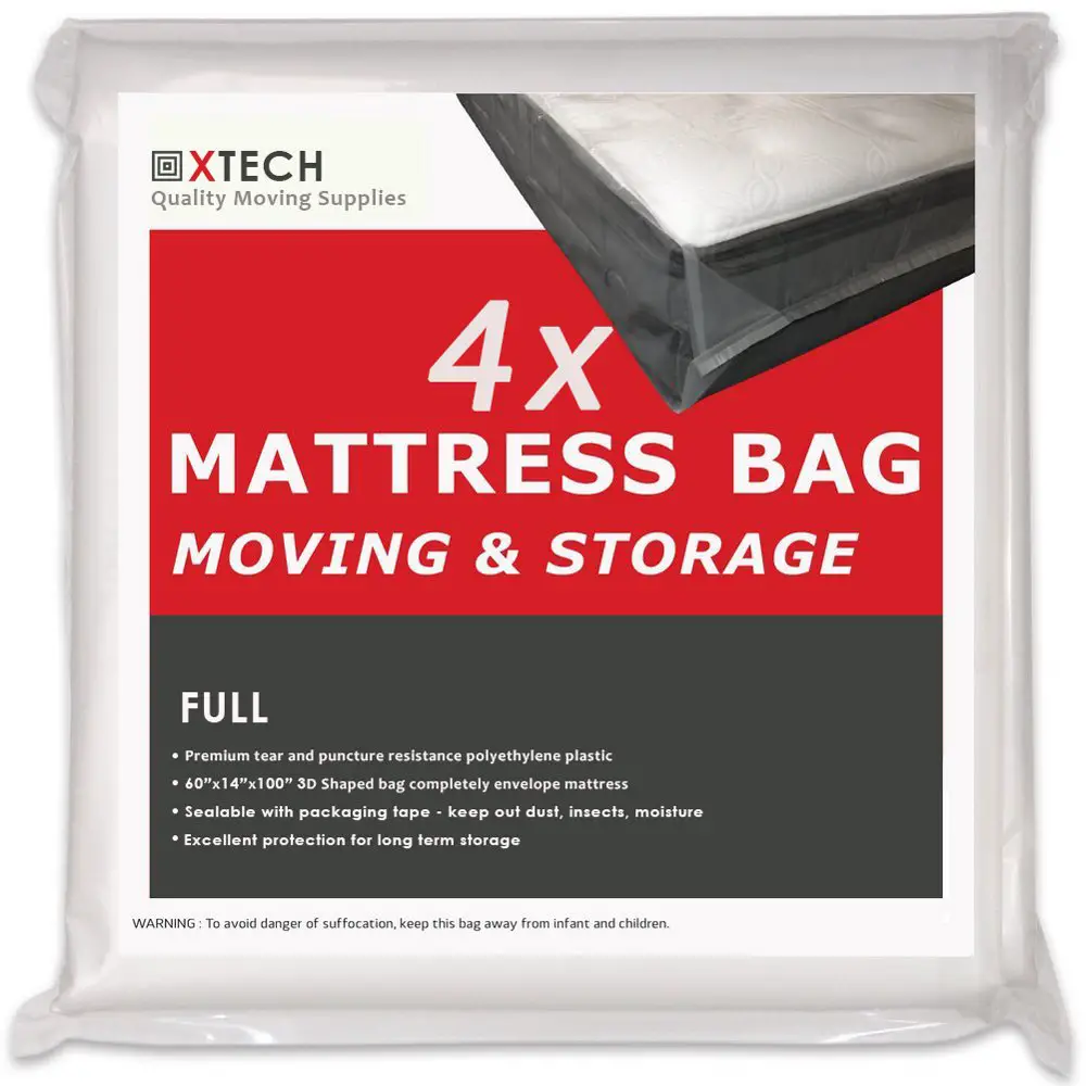 4 Full Mattress bags for moving, High Quality Disposal Sealable Plastic ...