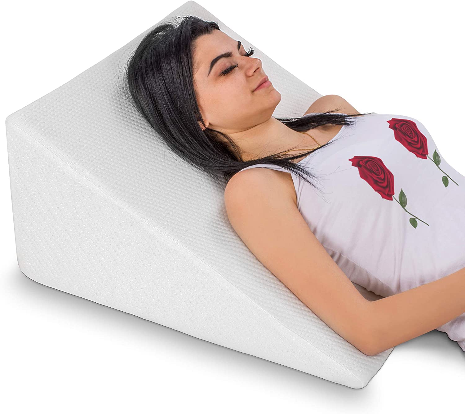 Abco Tech Bed Wedge Pillow with Memory Foam Top  Reduce Back Pain ...