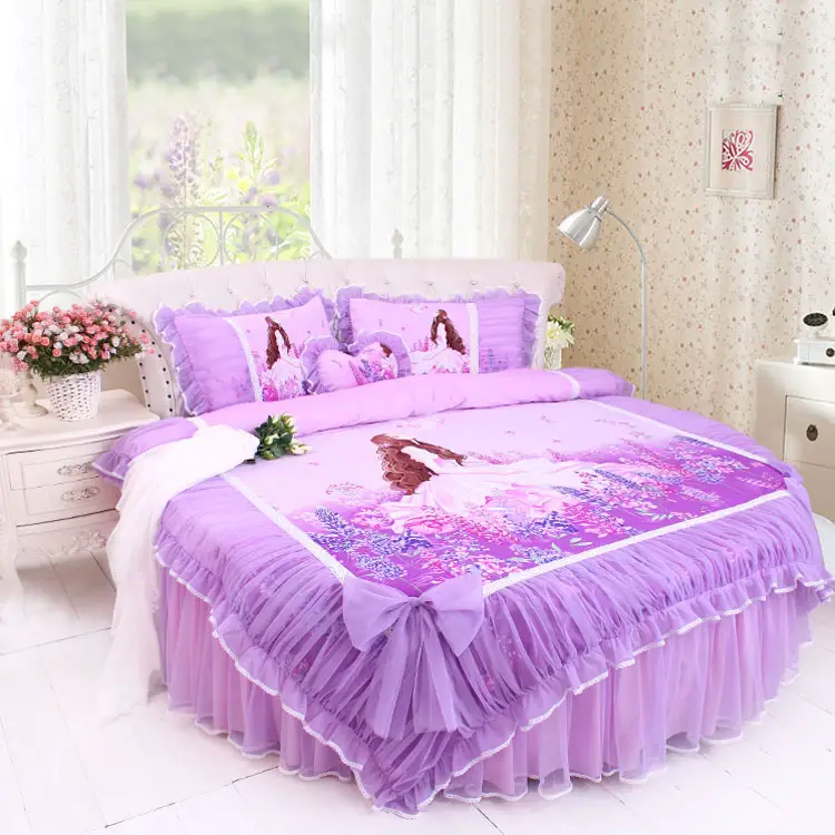 Aliexpress.com : Buy Dreaming PURPLE Lavender Round Bed Bedding set ...