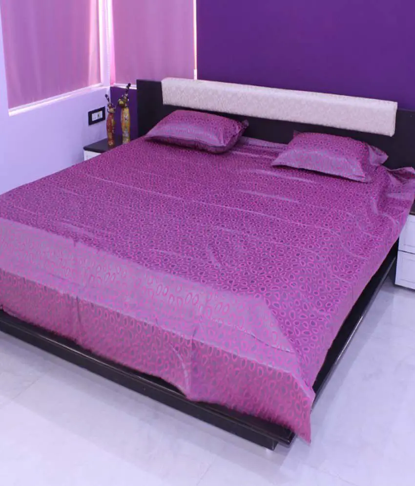 Alok Furnishing Purple Abstract Satin Bed Sheet