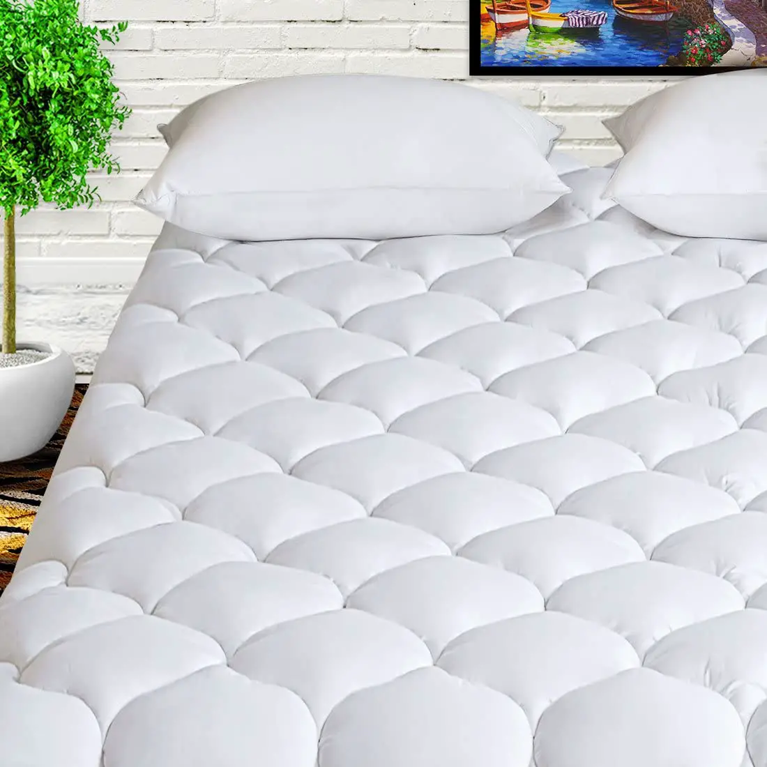 Amazon.com: HARNY Mattress Pad Cover Full Size 400TC Cotton Pillow Top ...