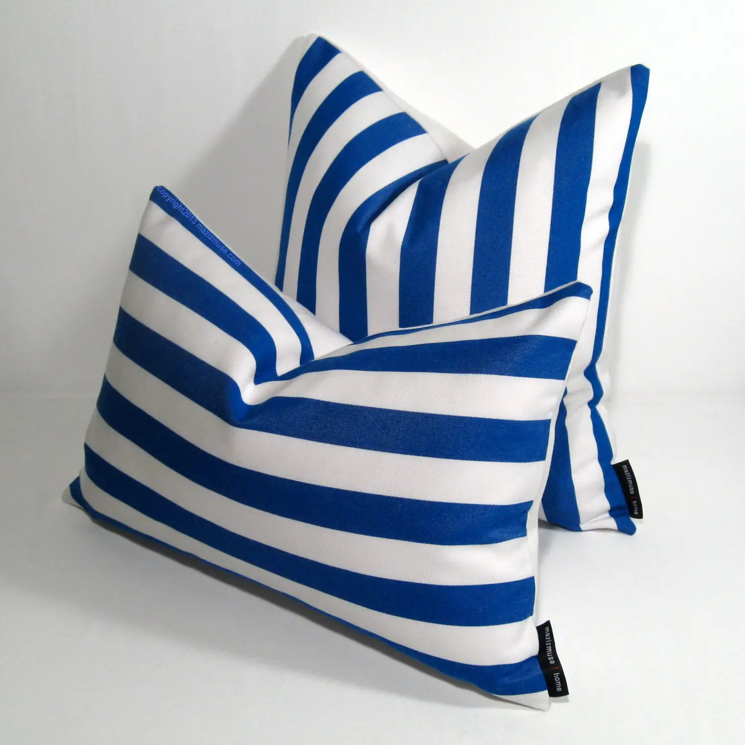 Blue &  White Striped Pillow Cover Modern Outdoor Pillow