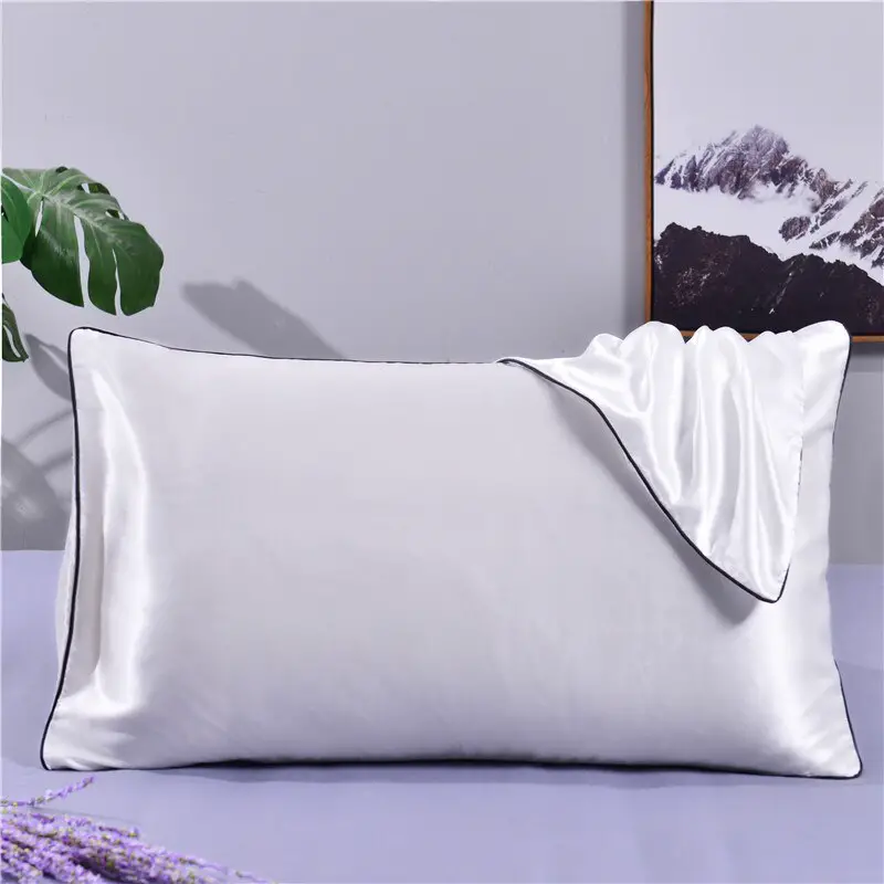Bonenjoy White and Black Color Pillow Cover Full Queen King Size Satin ...