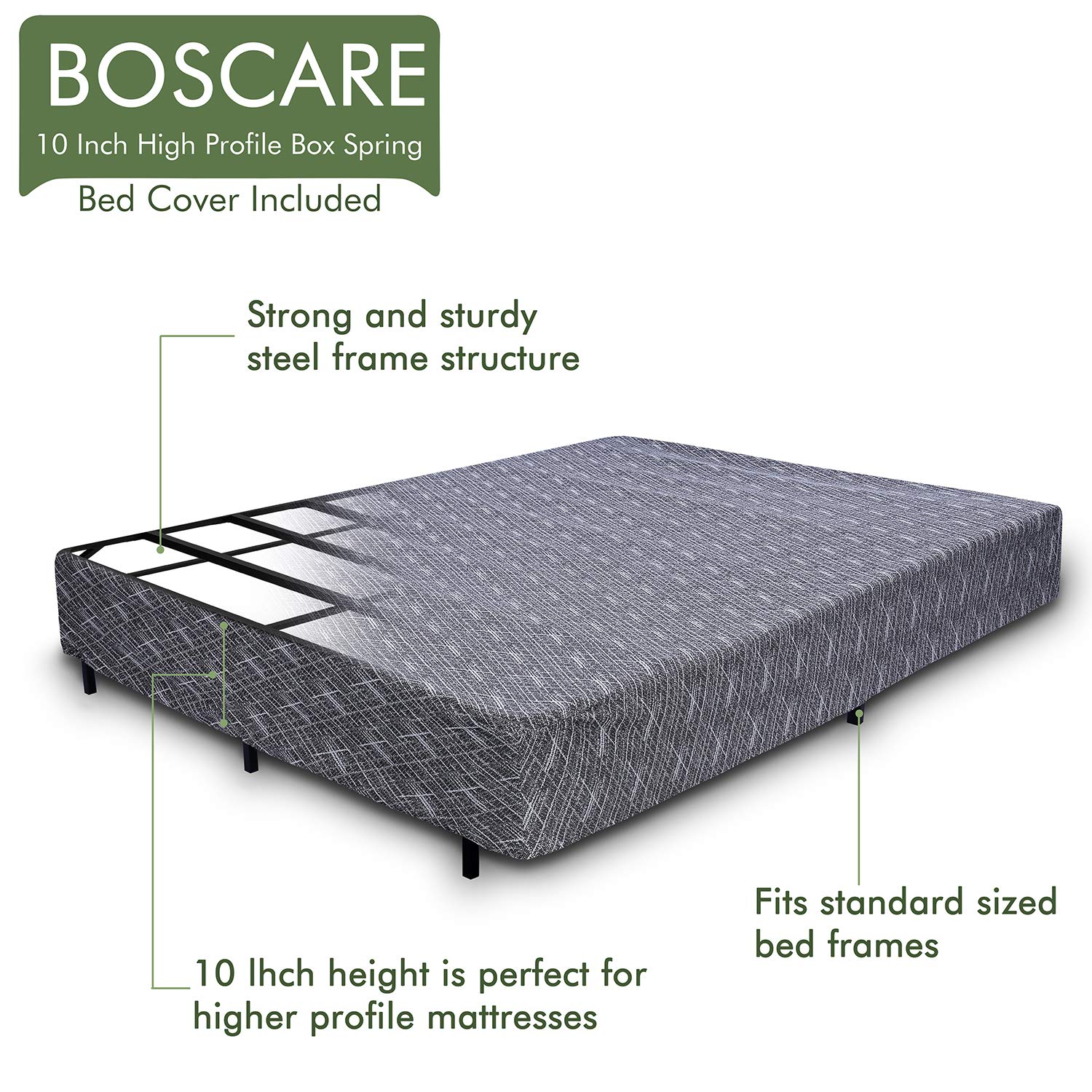 Buy BOSCARE Smart Box Spring Mattress Foundation Strong Steel Structure ...