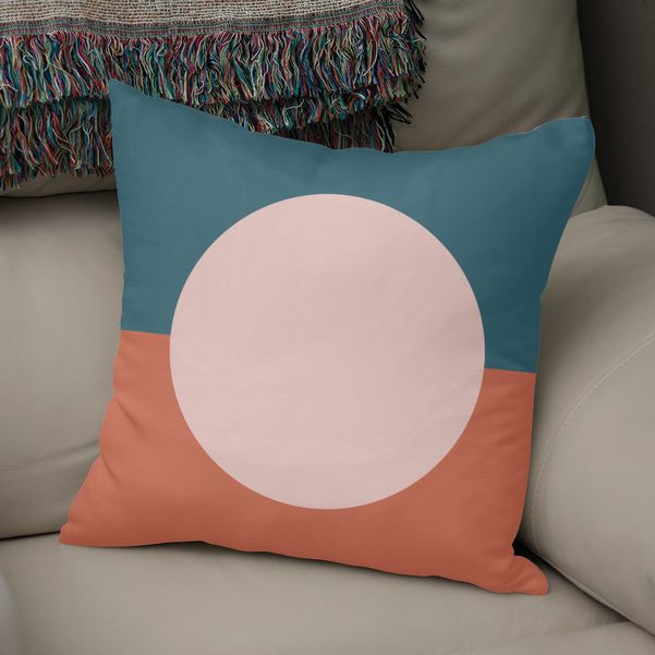 «Dotty Half Half Minimalist Geometric Modern Blush &  Blue» Throw Pillow ...