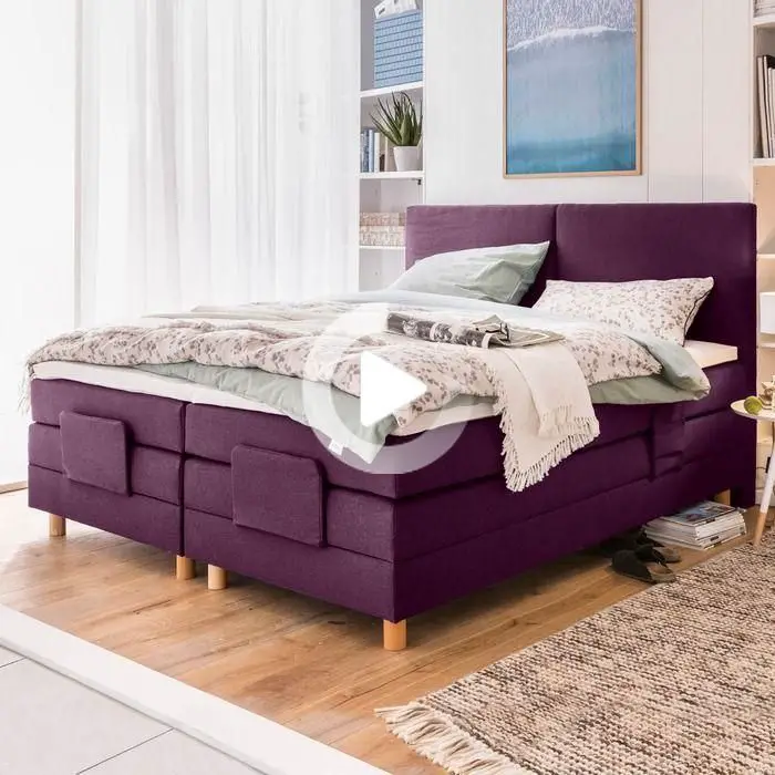 Ergodream box spring bed Lund 160 x 200 cm purple fabric