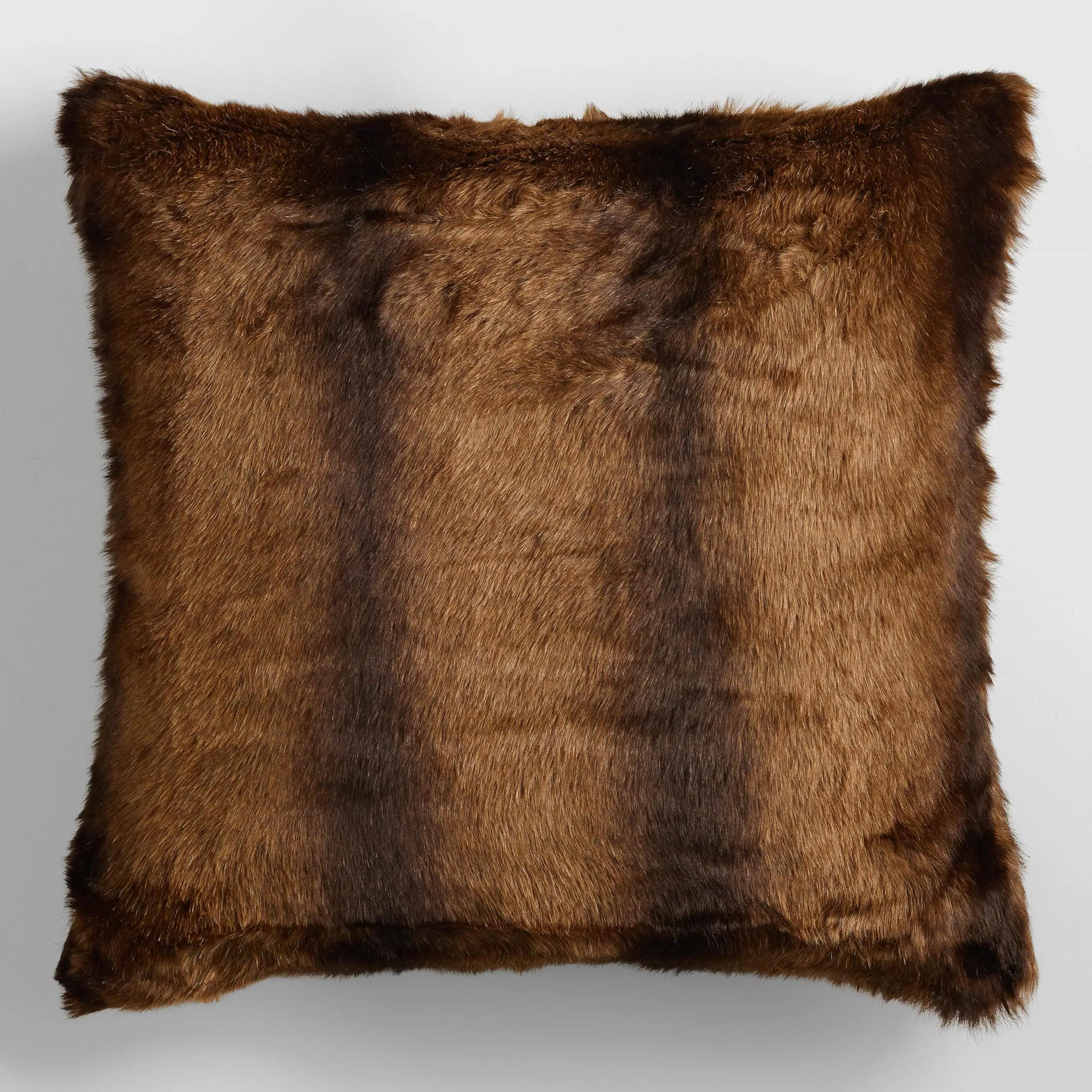 Faux Mink Fur Throw Pillow: Brown