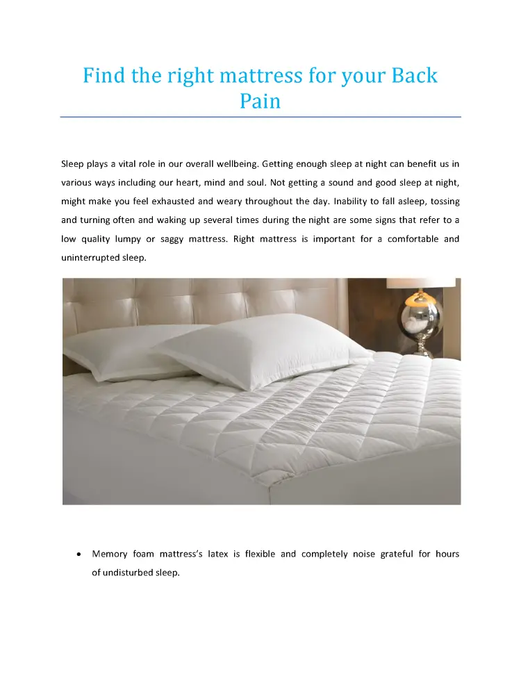 Find the Right Mattress for Your Back Pain