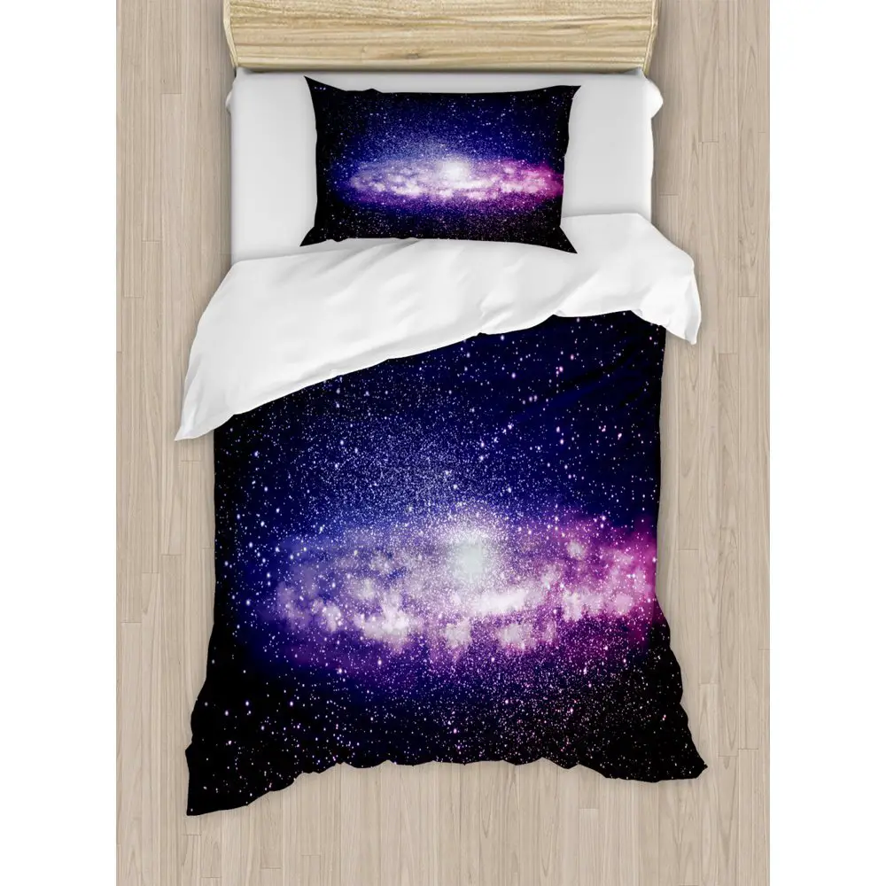 Galaxy Duvet Cover Set Twin Size, Nebula Cloud in Milky Way Infinity in ...