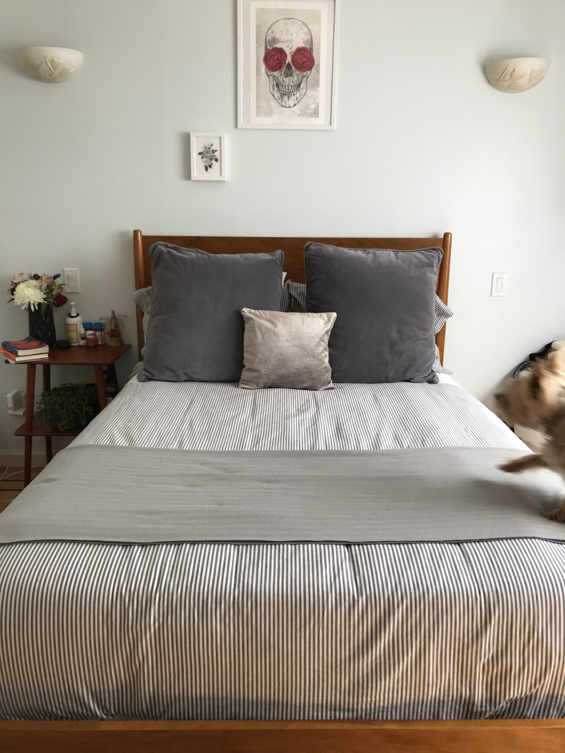Help me decorate my room. I just bought this new bed frame. I rent so I ...