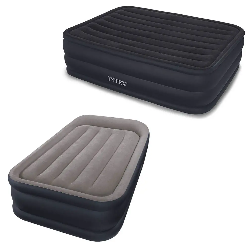 Intex Queen + Twin Raised Downy Inflatable Indoor Air Mattress w/ Built ...