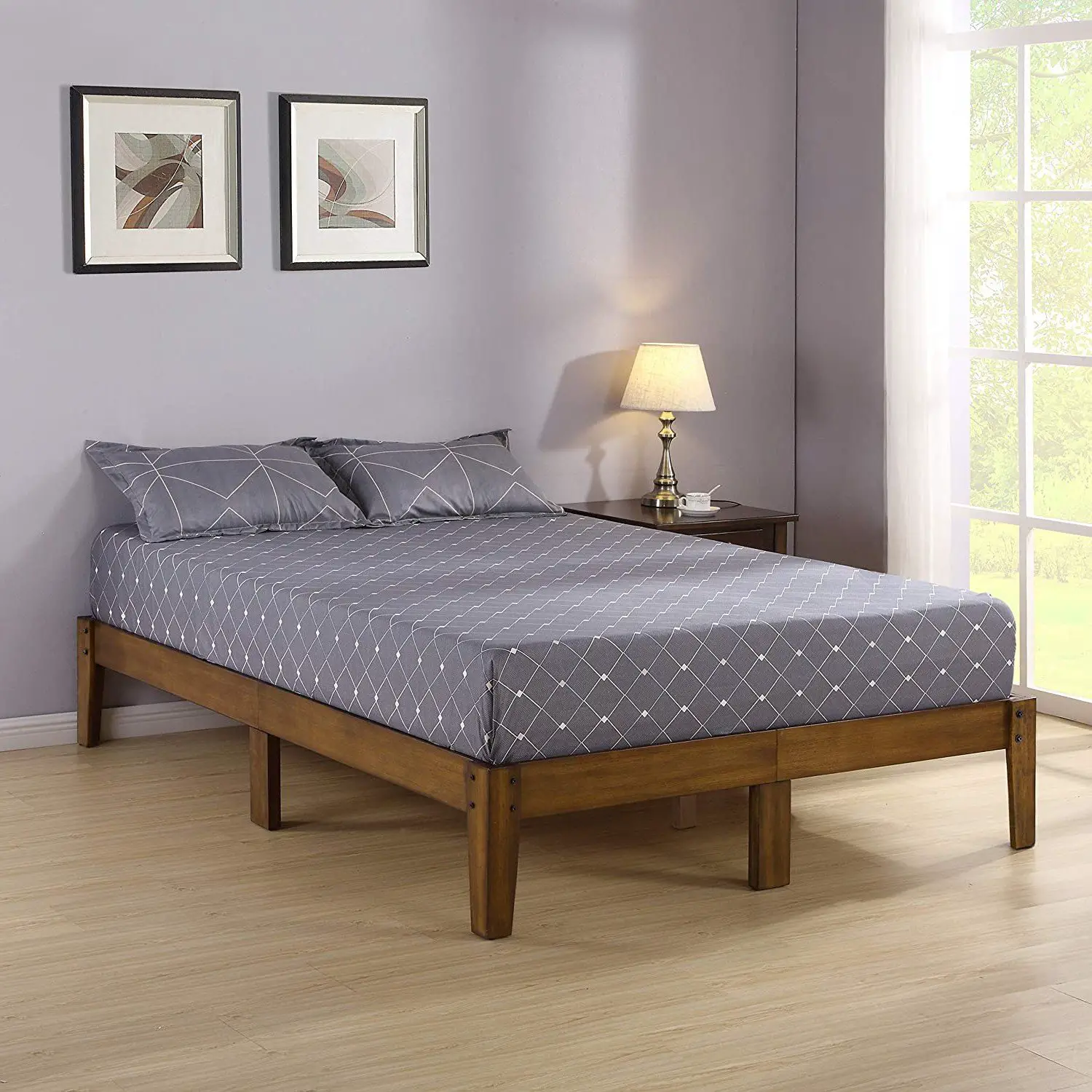 Ktaxon 14 Inch Solid Wood Platform Bed Frame, No Box Spring Needed ...