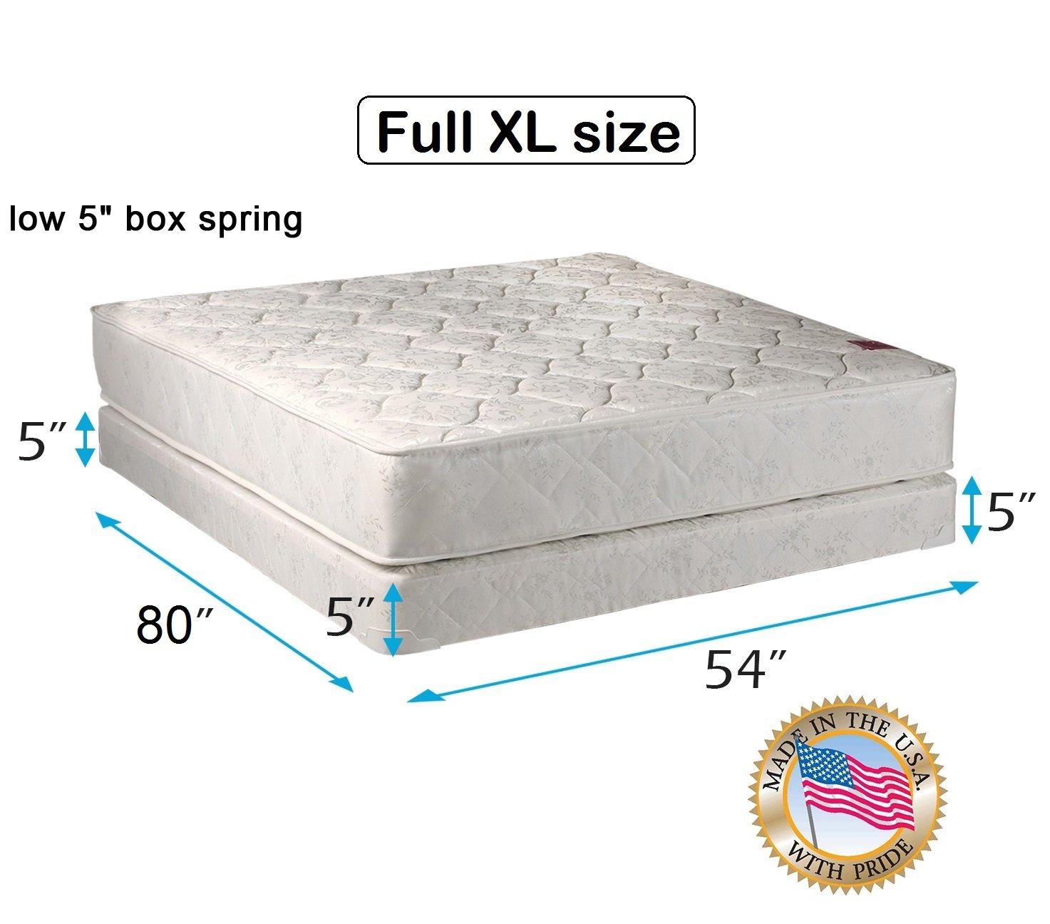 Legacy Full Extra Long size (54" x80" x8" ) Mattress and Low ...