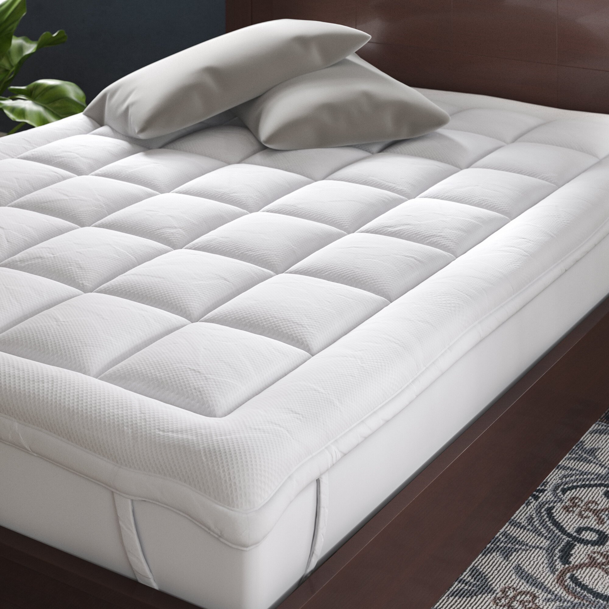 Mattress Topper Bed Pad Cover Hypoallergenic Pillow Top ...