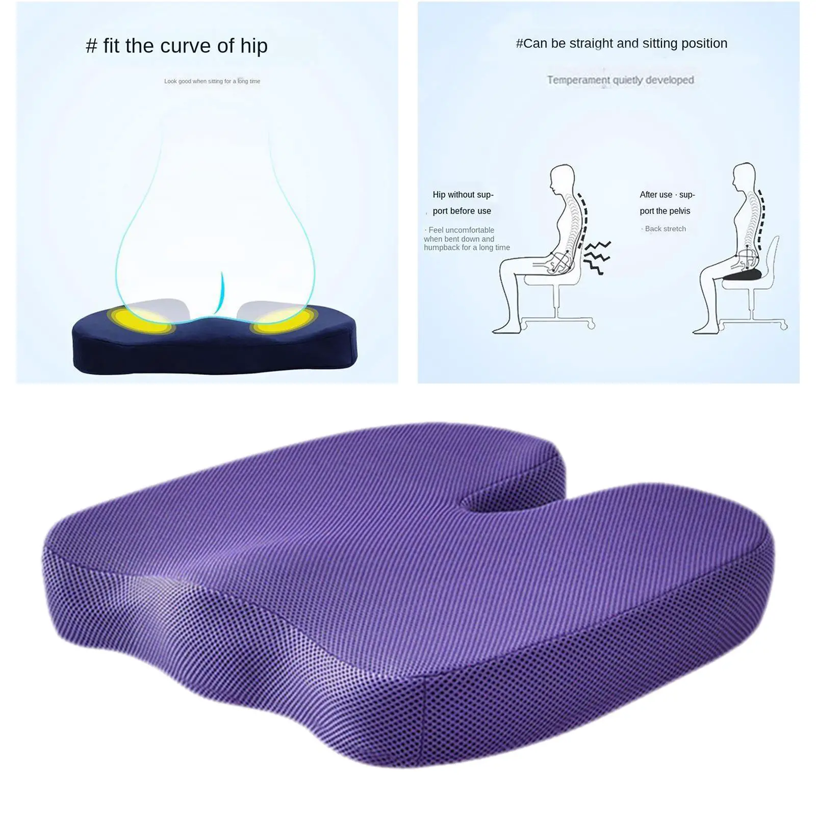 Memory Foam Cushion Lumbar Support Back Pain Relief Seat Therapy Travel ...