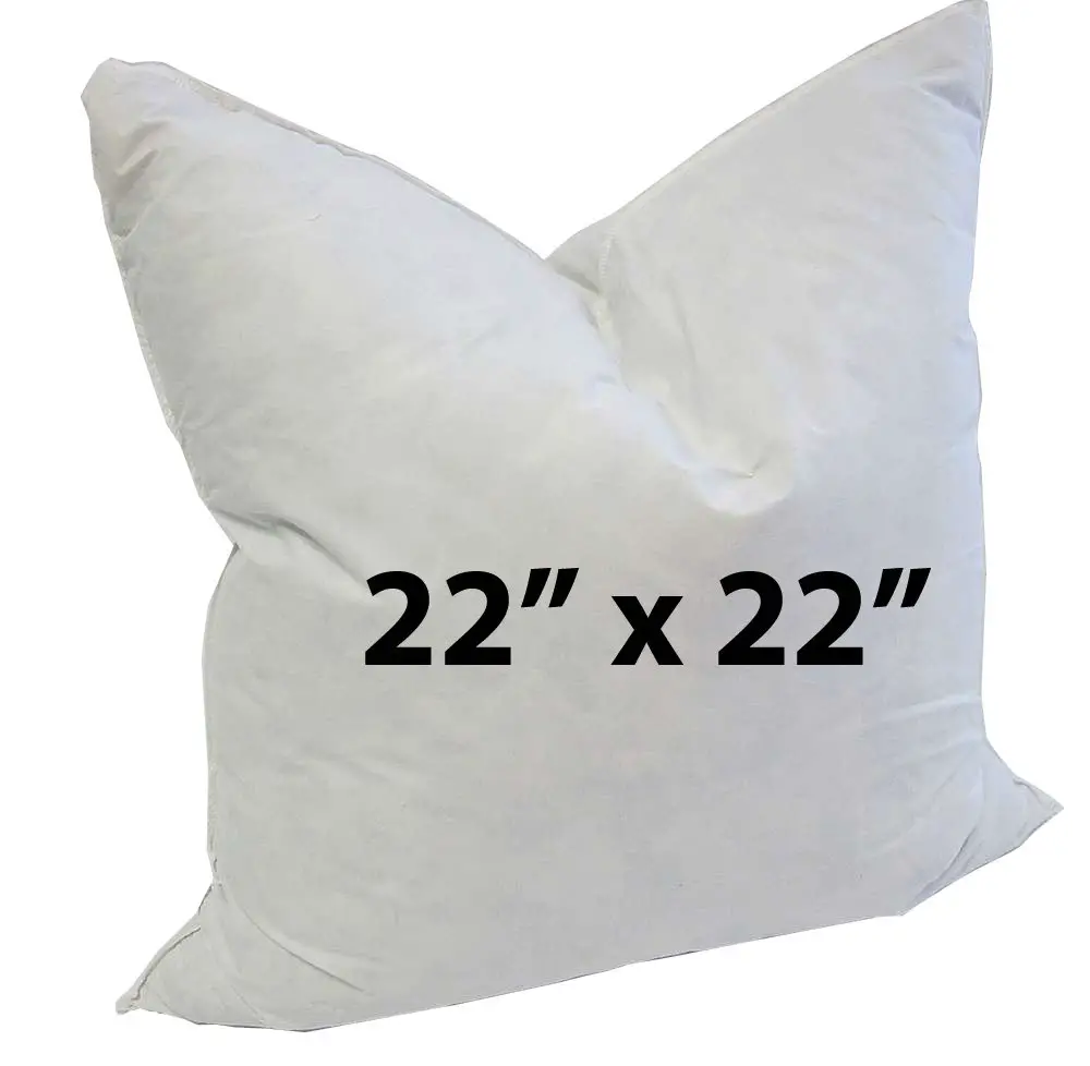 Pillow Insert 22"  x 22"  Down Feather Filled 100% Cotton Cover: Amazon ...