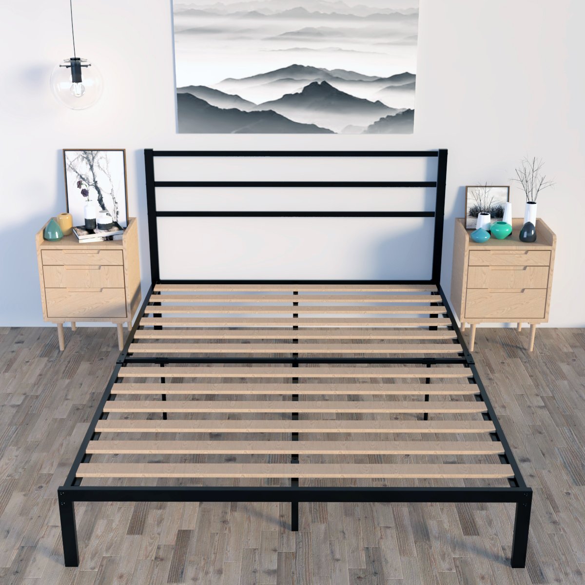 Queen Box Spring Replacement Metal Platform Bed Frame Size ...