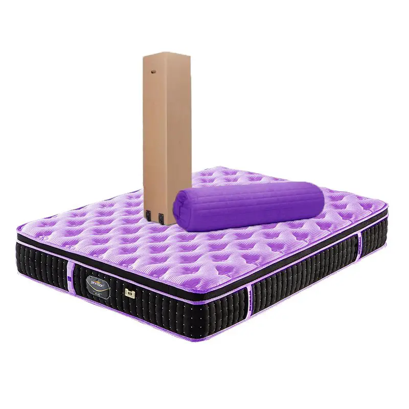 Rolled Up Queen Purple Bed Mattress Sample In A Box