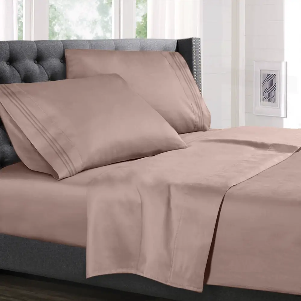 RV/Short Queen Size Bed Sheets Set Taupe, Luxury Bedding Sheets Set, 4 ...