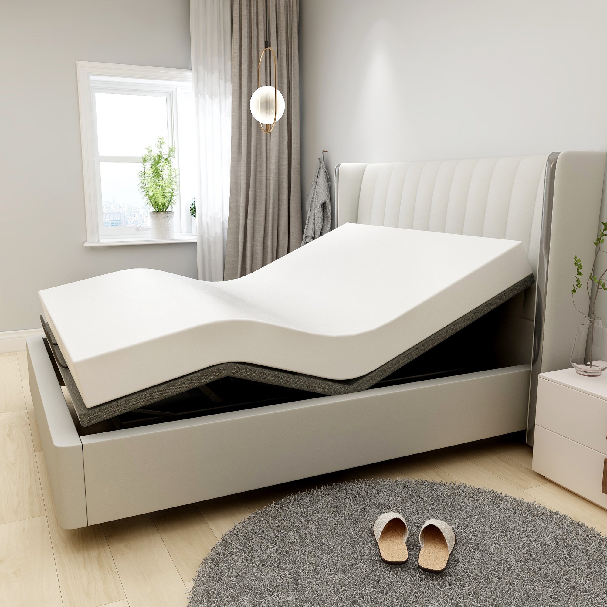 SMIAOER Adjustable Bed Base Frame Smart Electric Beds Foundation