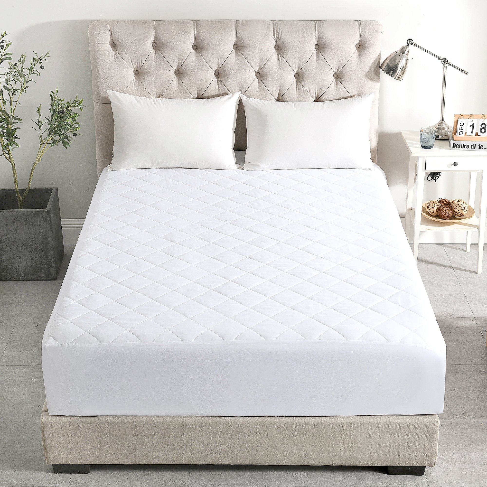 Soft Breathable Mattress Pad Cover, Diamond Quilted with ...