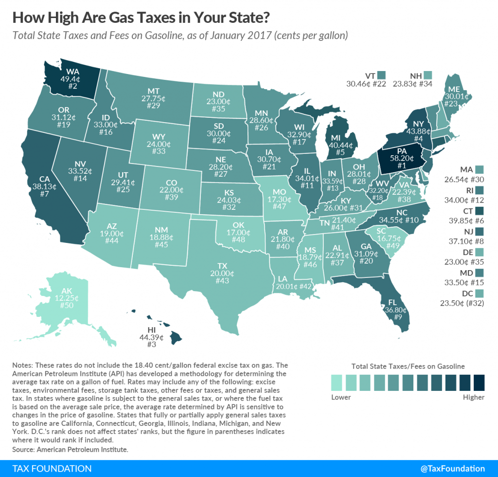 State Gasoline Tax Rates in 2017