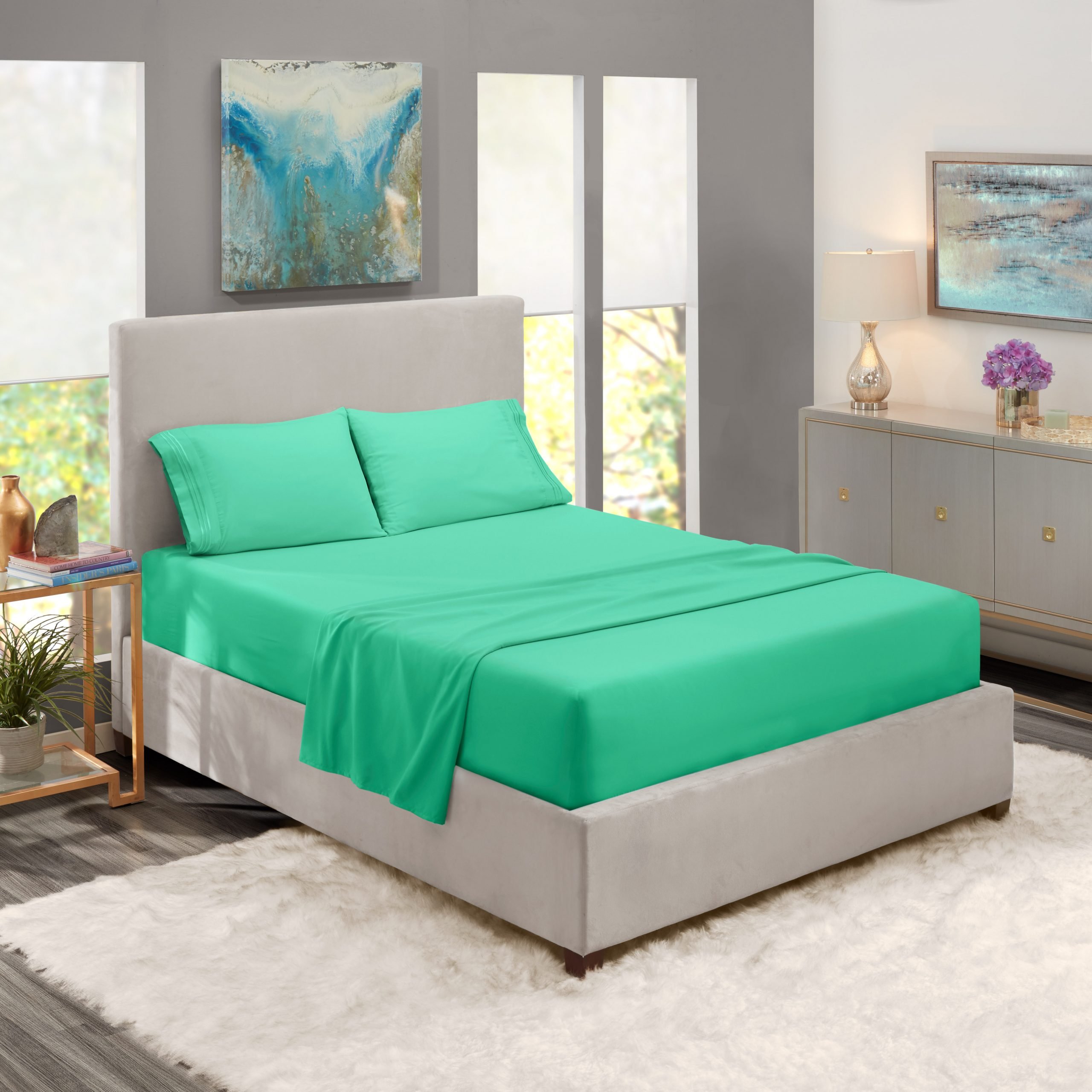 Twin XL Size Bed Sheets Set Mint , Luxury Bedding Sheets ...