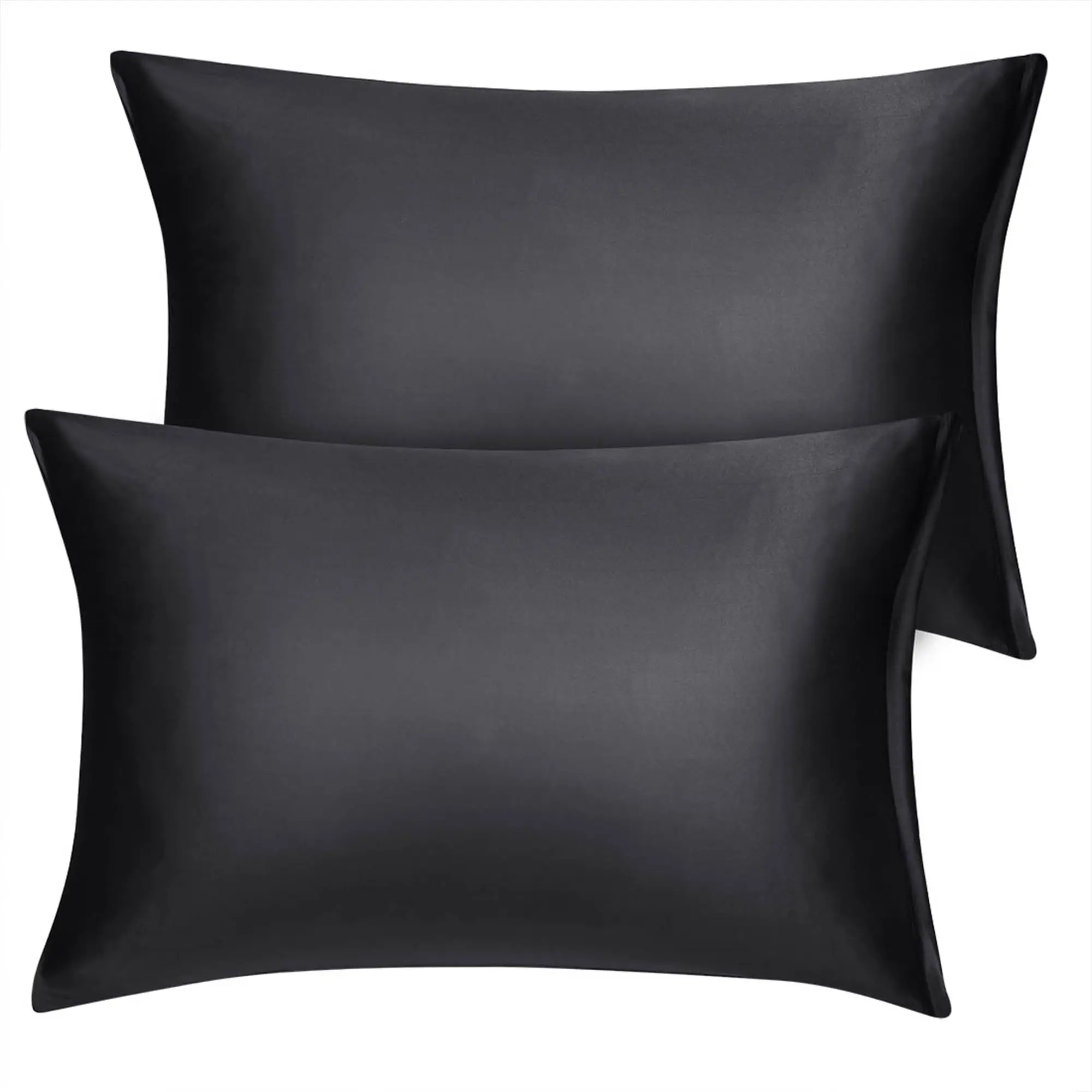 Unique Bargains 2 Pack Silky Satin Pillowcases, Black, Queen 21" x31 ...