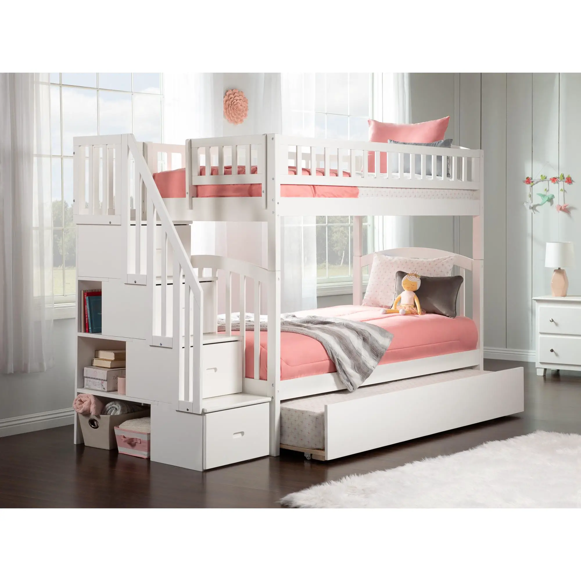 Westbrook Staircase Bunk Twin over Twin with Twin Size Urban Trundle ...